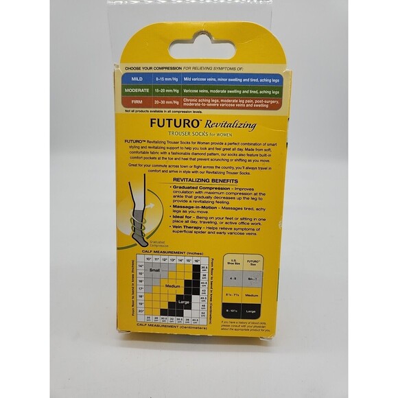 Futuro Womens Compression Trouser Socks Medium Black Moderate 15-20mmg 1 Pair - Picture 3 of 6